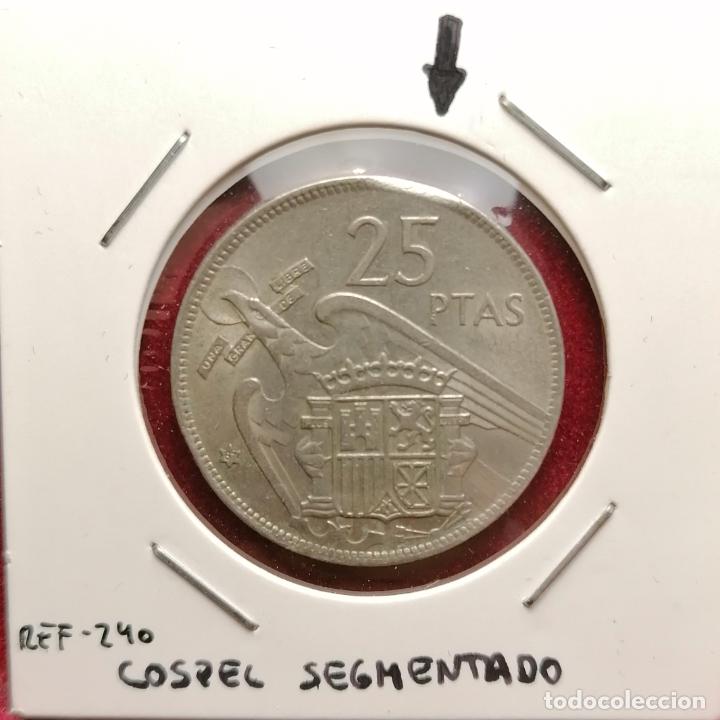 Monedas con errores: 25 pesetas 1957 * 67 Segmentada curva - Foto 1