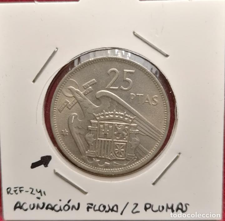 Monedas con errores: 25 pesetas 1957 * 70 Variante 2 plumas - Foto 1