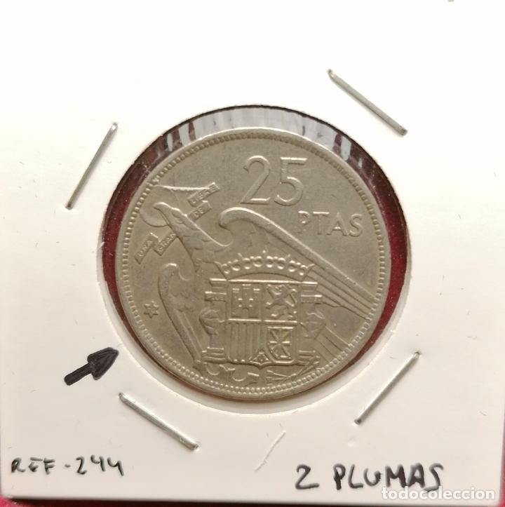 Monedas con errores: 25 pesetas 1957 * 70 Variante 2 plumas - Foto 1