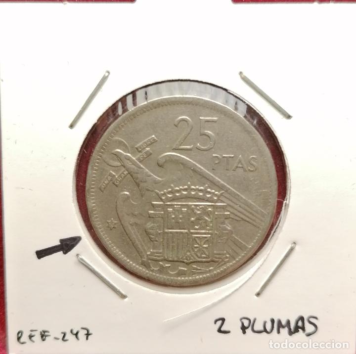 Monedas con errores: 25 pesetas 1957 * 70 Variante 2 plumas - Foto 1