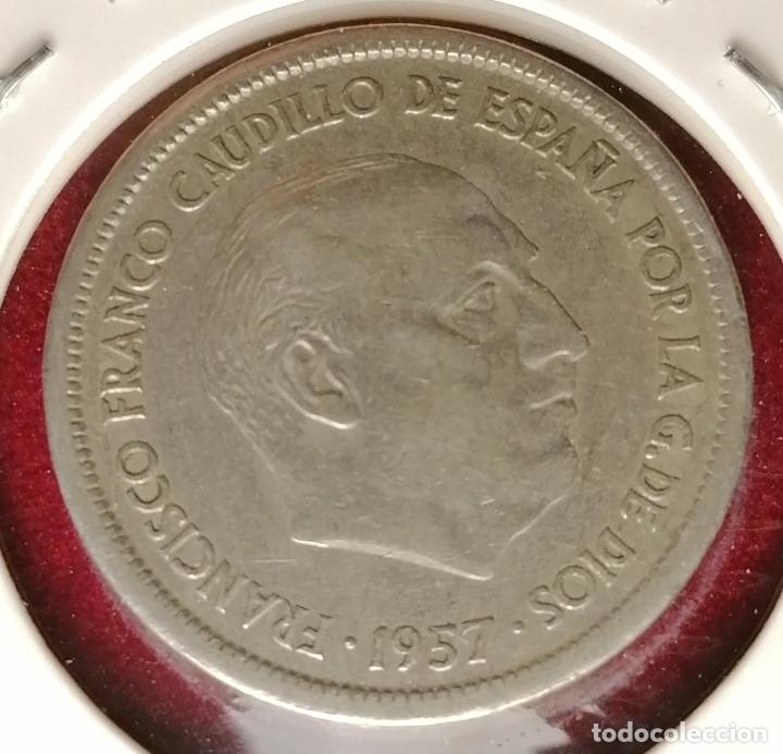 Monedas con errores: 25 pesetas 1957 * 69 Canto mas ancho - Foto 3