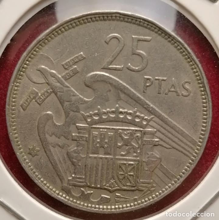 Monedas con errores: 25 pesetas 1957 * 68 Canto doble - Foto 2
