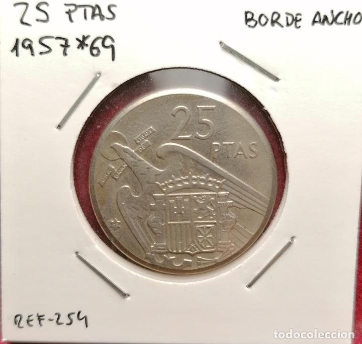 Monedas con errores: 25 pesetas 1957 * 69 Borde biselado - Foto 1