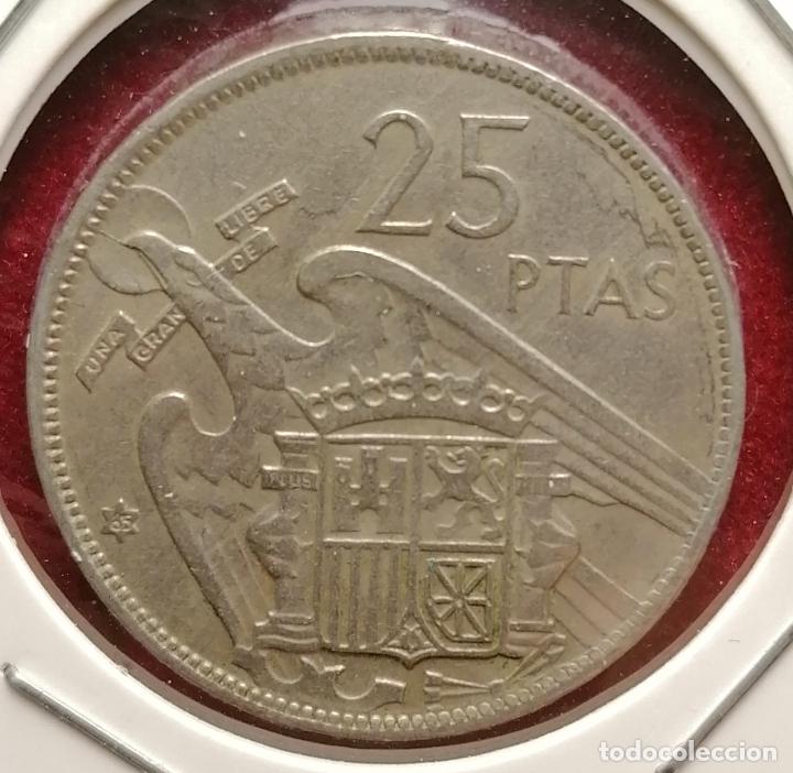 Monedas con errores: 25 pesetas 1957 * 65 Rama en pico - Foto 2