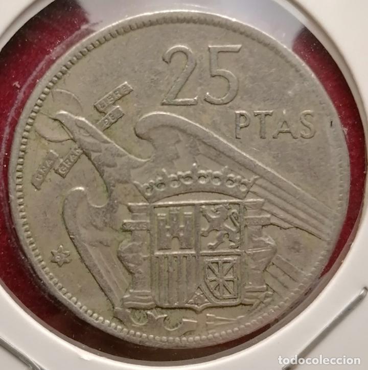 Monedas con errores: 25 pesetas 1957 * 67 Rama en pico - Foto 2