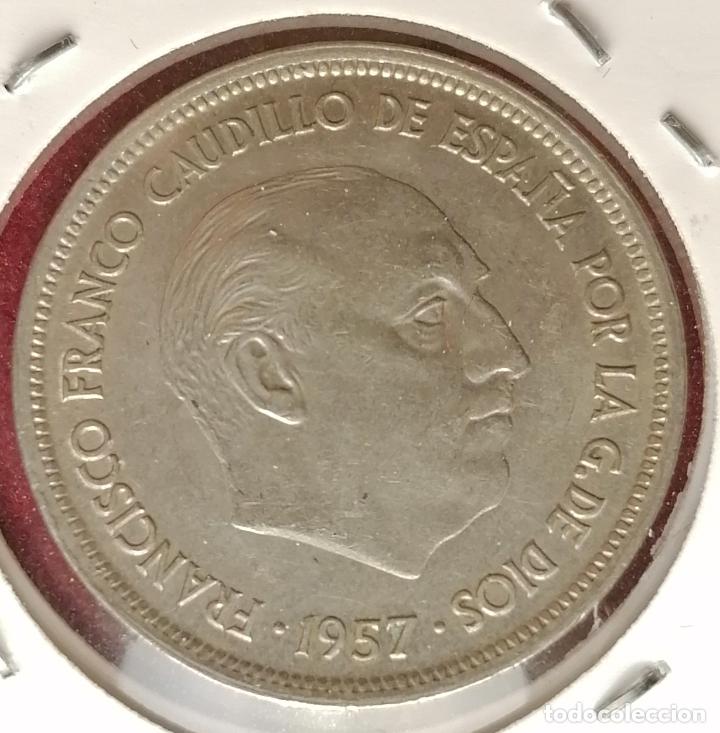 Monedas con errores: 25 pesetas 1957 * 69 Rama en pico - Foto 3