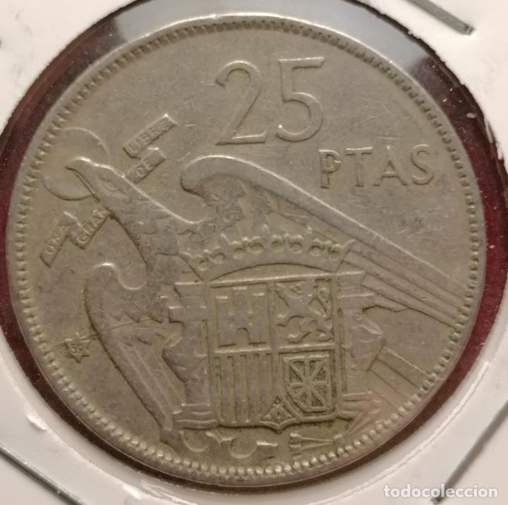 Monedas con errores: 25 pesetas 1957 * 59 Empaste - Foto 2