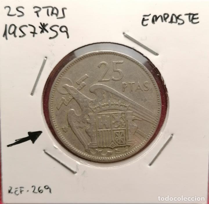Monedas con errores: 25 pesetas 1957 * 59 Empaste - Foto 1