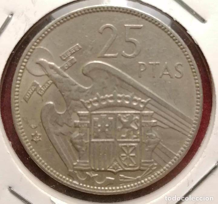 Monedas con errores: 25 pesetas 1957 * 65 Laminacion - Foto 2