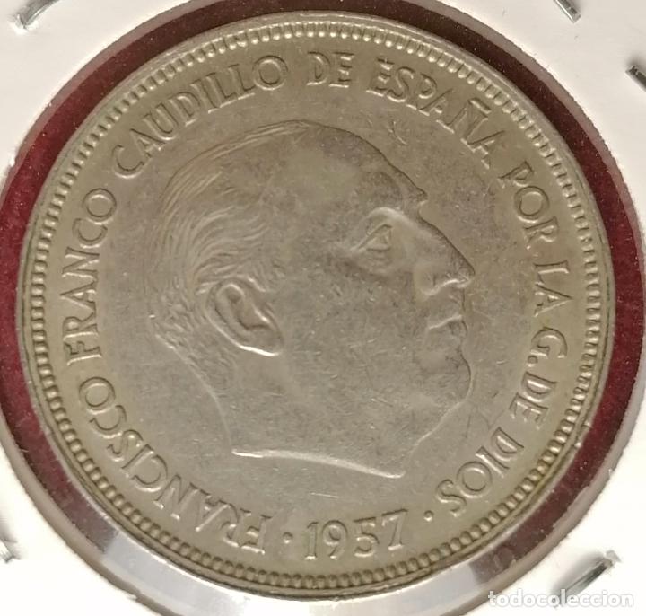 Monedas con errores: 25 pesetas 1957 * 65 Laminacion - Foto 3