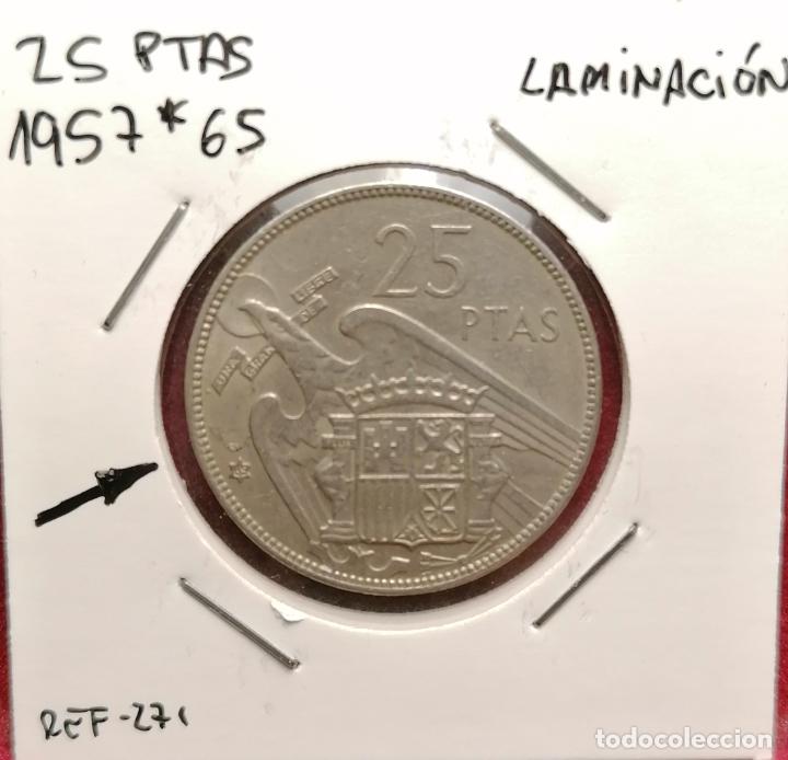 Monedas con errores: 25 pesetas 1957 * 65 Laminacion - Foto 1