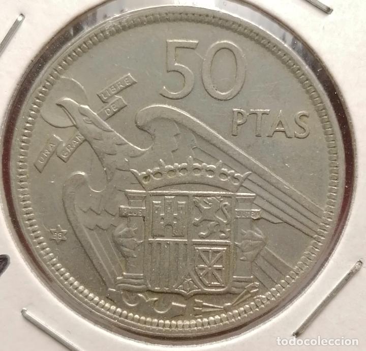 Monedas con errores: 50 pesetas 1957 * 58 Repintada - Foto 2