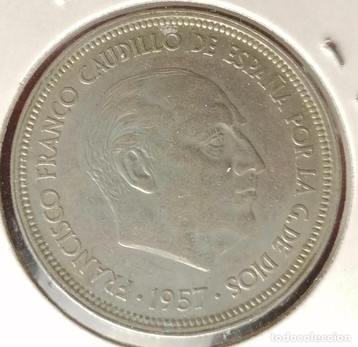 Monedas con errores: 50 pesetas 1957 * 58 Repintada - Foto 3