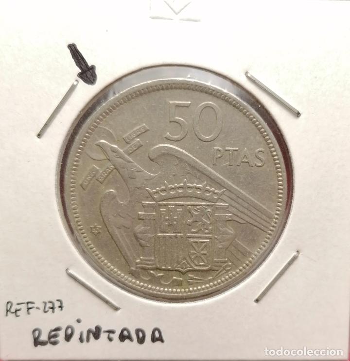 Monedas con errores: 50 pesetas 1957 * 60 Repintada - canto doble - Foto 1