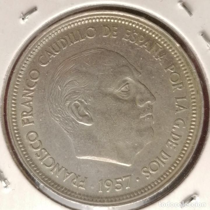 Monedas con errores: 50 pesetas 1957 * 60 Canto doble - Foto 3