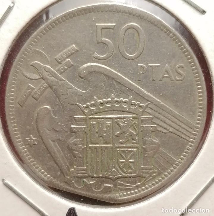 Monedas con errores: 50 pesetas 1957 * 71 Segmentada recta - Foto 2
