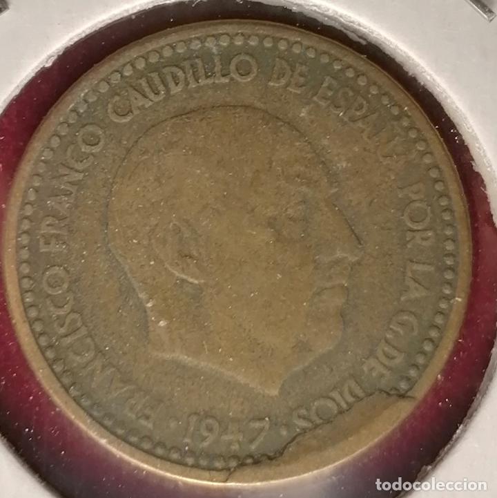 Monedas con errores: 1 peseta 1947 * Empaste - Foto 3