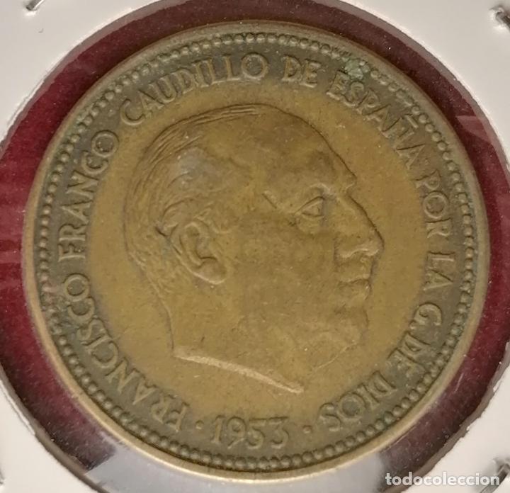 Monedas con errores: 2.5 pesetas 1953 * 54 Empastada - Foto 3
