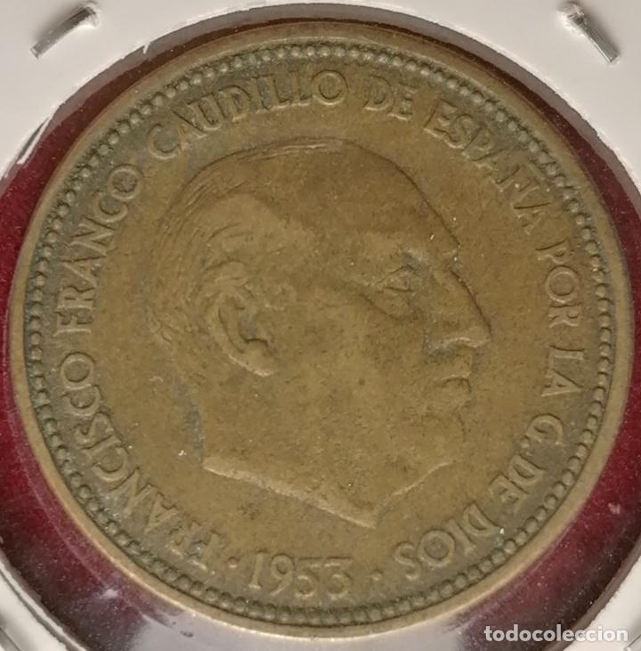 Monedas con errores: 2.5 pesetas 1953 * 54 Repintada - Foto 3