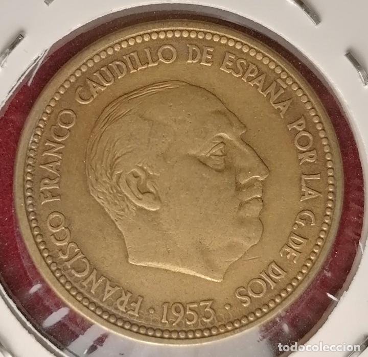 Monedas con errores: 2.5 pesetas 1953 * 56 Repintada - Foto 3