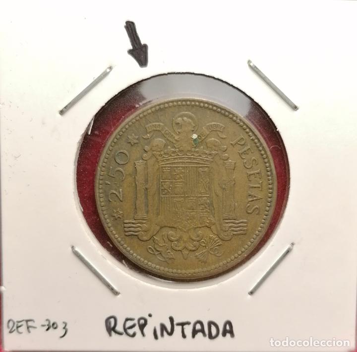 Monedas con errores: 2.5 pesetas 1953 * 56 Repintada - Foto 1