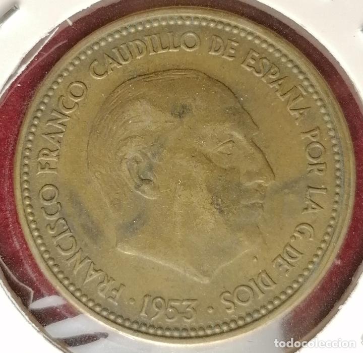 Monedas con errores: 2.5 pesetas 1953 * 56 Repintada - Foto 3