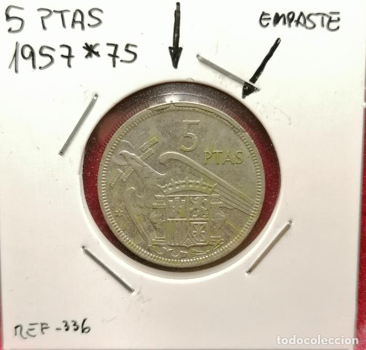 Monedas con errores: 5 pesetas 1957 * 75 Empastada - Foto 1
