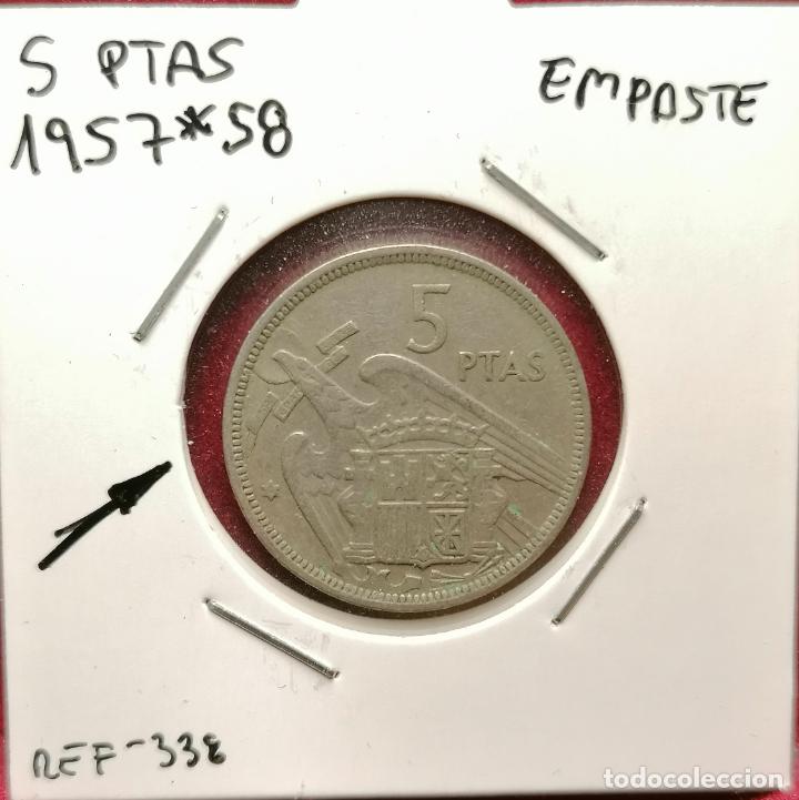 Monedas con errores: 5 pesetas 1957 * 58 Empastada - Foto 1