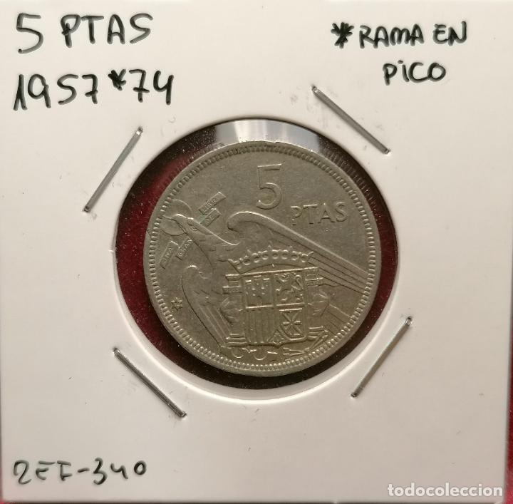 Monedas con errores: 5 pesetas 1957 * 74 Rama en pico - Foto 1