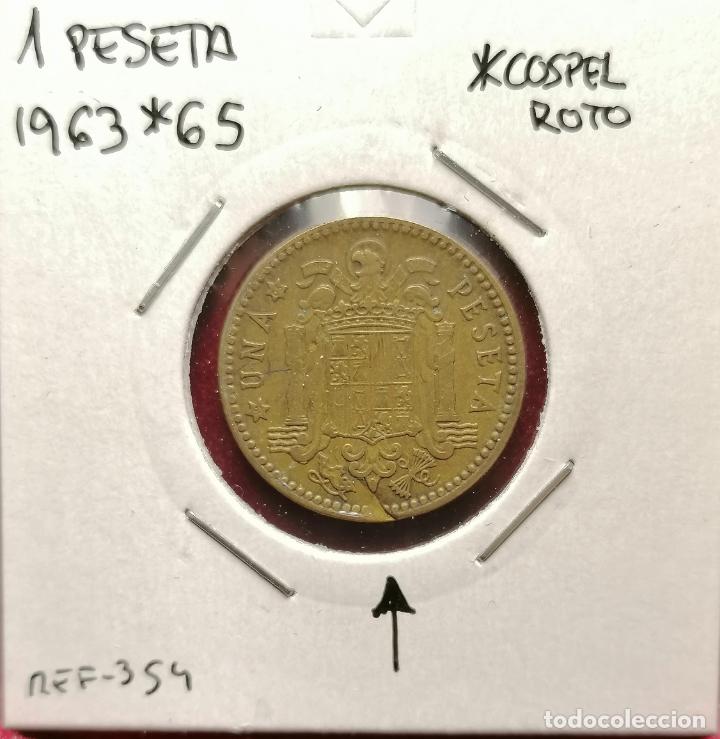 Monedas con errores: 1 peseta 1963 * 65 cospel roto - Foto 1