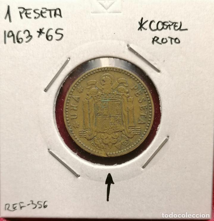 Monedas con errores: 1 peseta 1963 * 65 cospel roto - Foto 1
