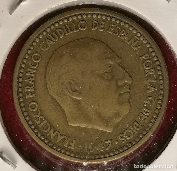 Monedas con errores: 1 peseta 1947 * cospel partido - Foto 3