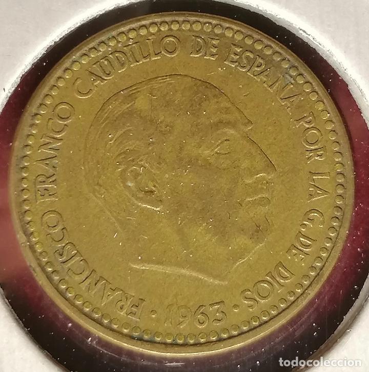 Monedas con errores: 1 peseta 1963 * 64 cospel partido - Foto 3
