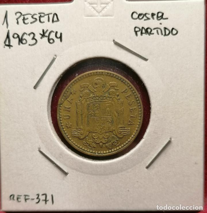 Monedas con errores: 1 peseta 1963 * 64 cospel partido - Foto 1