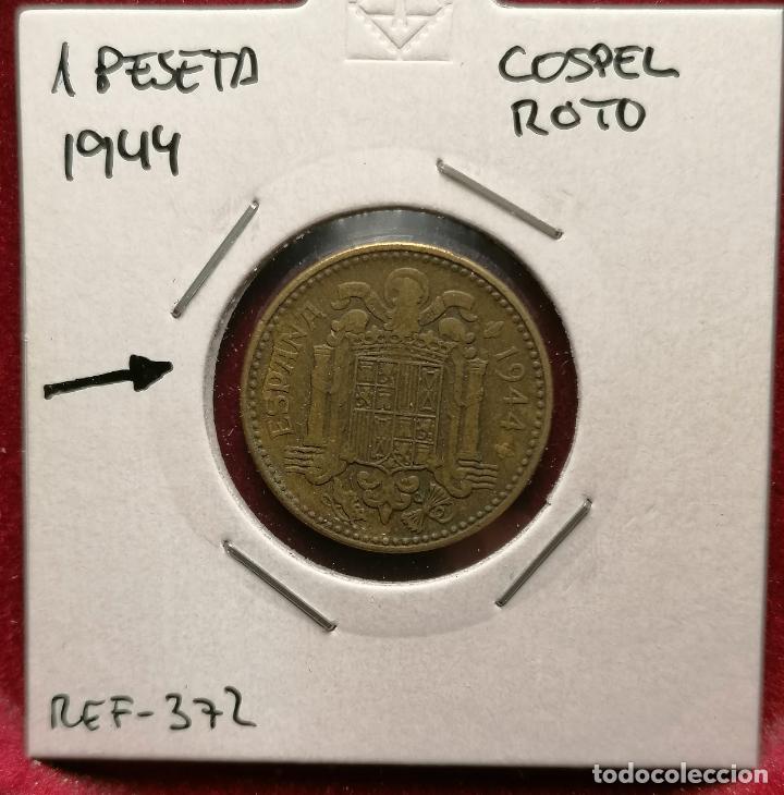 Monedas con errores: 1 peseta 1944 cospel roto - Foto 1