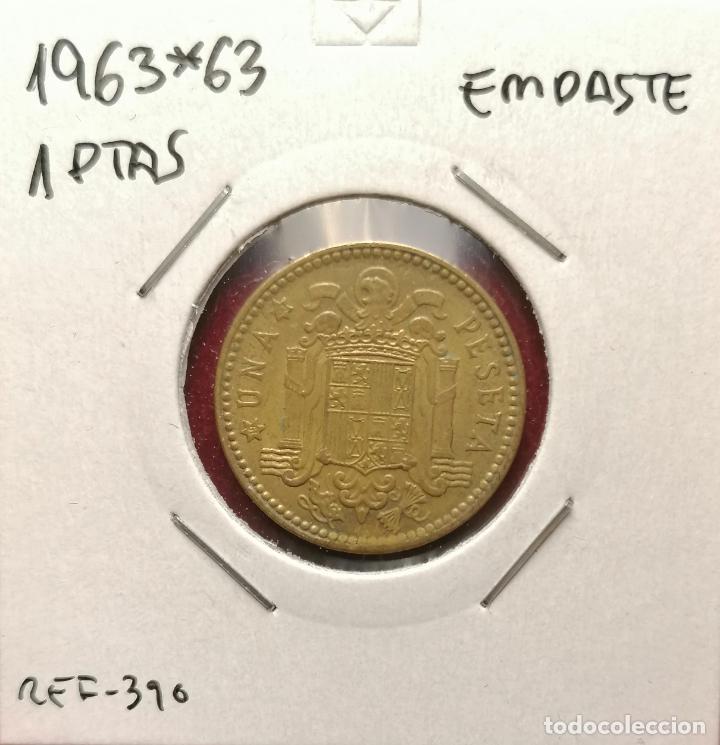 Monedas con errores: 1 peseta 1963 * 63 empaste - cu&ntilde;o descantillado - Foto 1