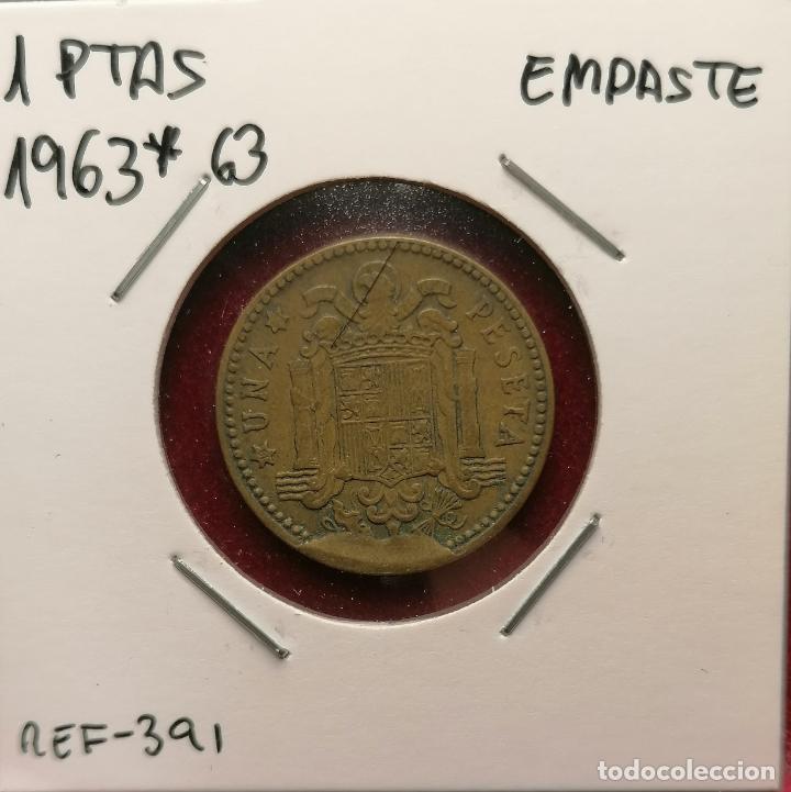 Monedas con errores: 1 peseta 1963 * 63 empaste - cu&ntilde;o descantillado - Foto 1
