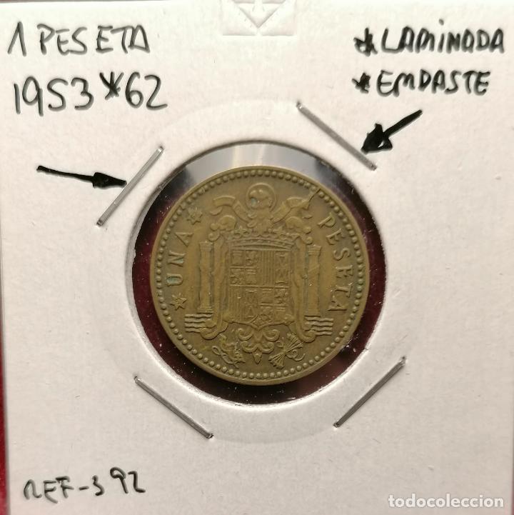 Monedas con errores: 1 peseta 1953 * 62 empaste - cu&ntilde;o roto - Foto 1