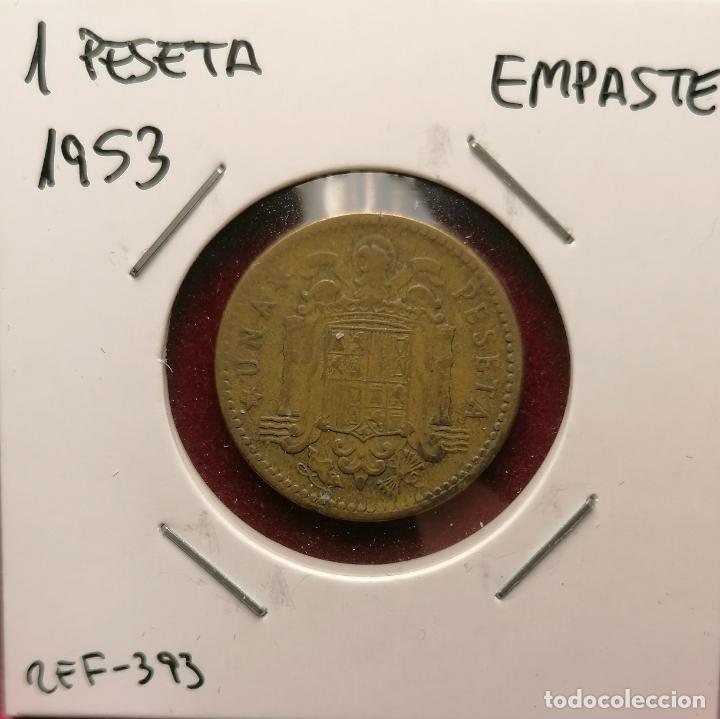 Monedas con errores: 1 peseta 1953 * empaste - Foto 1