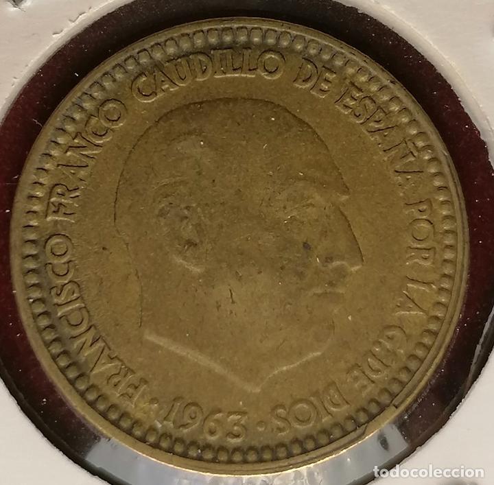 Monedas con errores: 1 peseta 1963 * 66 canto doble - Foto 3