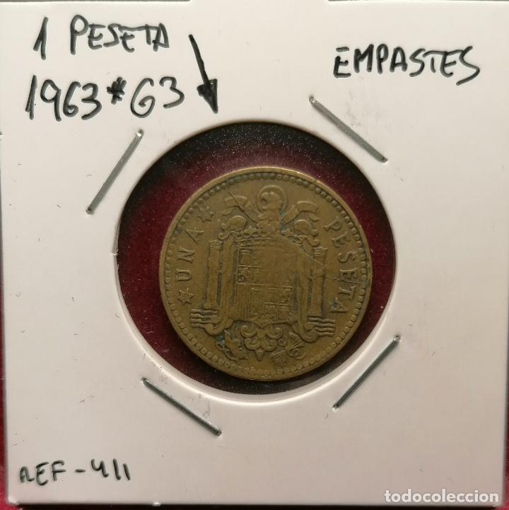 Monedas con errores: 1 peseta 1963 * 63 cu&ntilde;o roto anverso - Foto 1