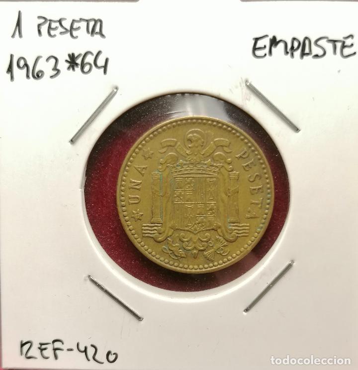 Monedas con errores: 1 peseta 1963 * 64 cu&ntilde;o roto reverso - Foto 1