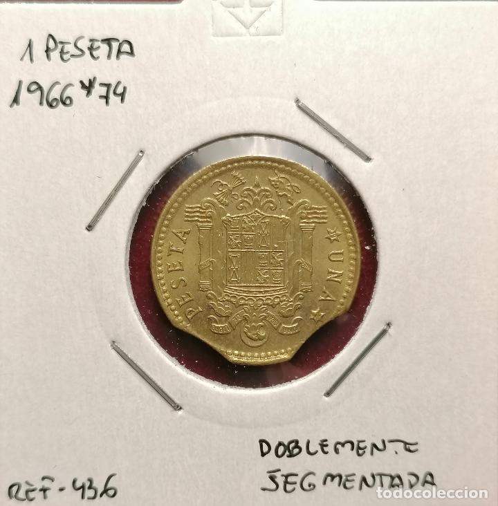 Monedas con errores: 1 peseta 1966 * 74 doble segmentada curva - Foto 1
