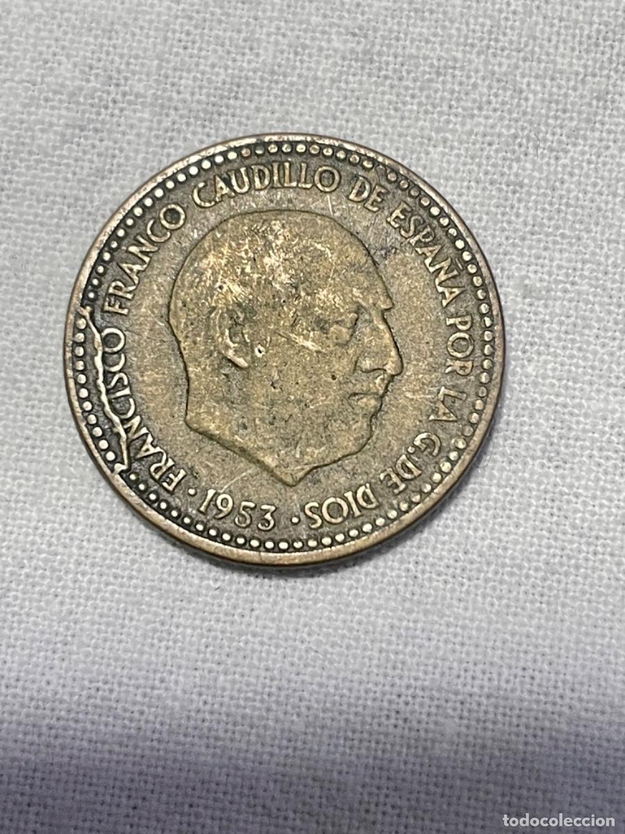 Monedas con errores: * ERROR * 1 PESETA 1953*56 CU&Ntilde;O PRE-descantillado - Foto 1