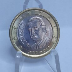 Monedas con errores: ESPAÑA MONEDA DE 1€ CON EXCESO DE METAL EN BARBILLA EN CALIDAD SC R327. Lote 384149354