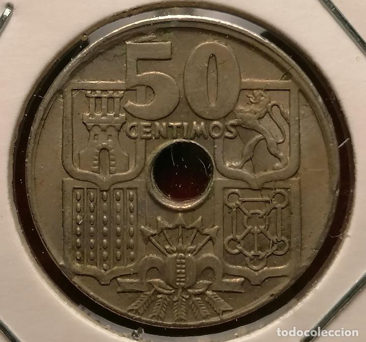 Monedas con errores: 50 centimos 1949 * 54 Desplazada - Empaste - Foto 2