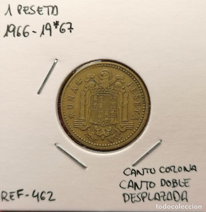 Monedas con errores: 1 peseta 1966 * 67 desplazada canto corona - Foto 1