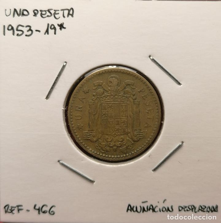 Monedas con errores: 1 peseta 1953 * desplazada - Foto 1