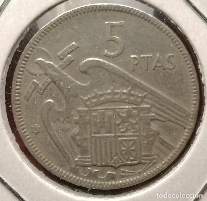 Monedas con errores: 5 pesetas 1957 * 62 repintada - Foto 2