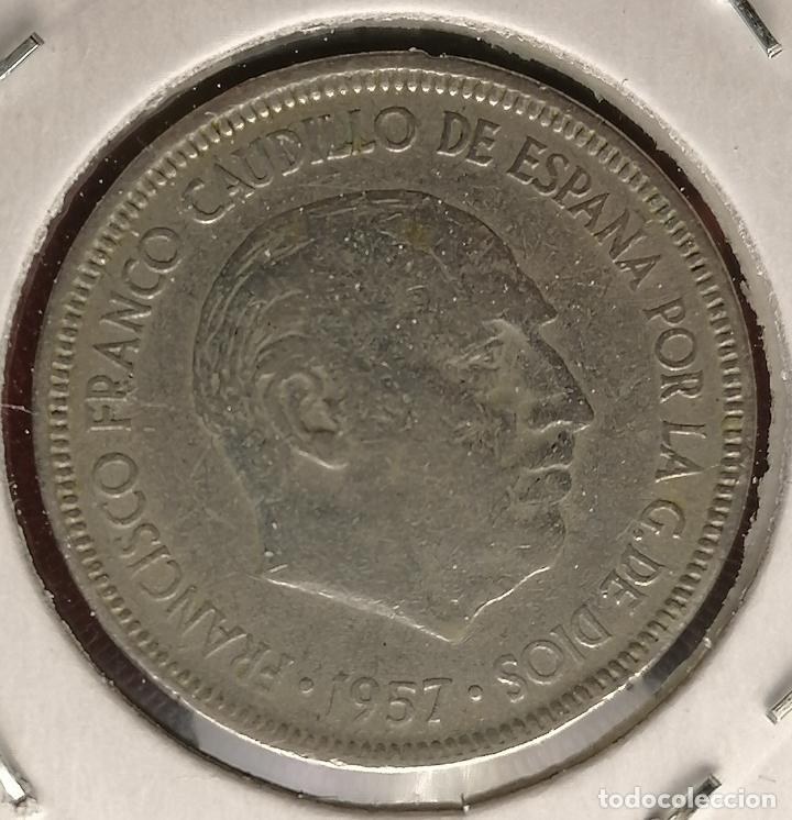 Monedas con errores: 5 pesetas 1957 * 62 repintada - Foto 3